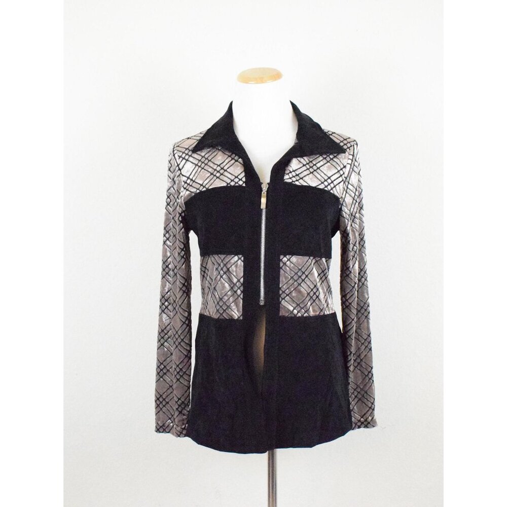 Vintage 80s Polyester-Spandex Lightweight‎  Zippered Top